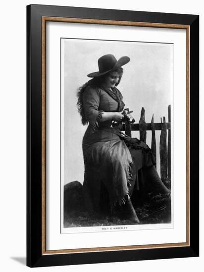 Cowgirl Portrait - Miss F G Kimberley Cutting an Apple-Lantern Press-Framed Art Print