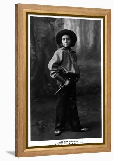 Cowgirl Portrait - Miss Rita Leggiero Holding a Knife-Lantern Press-Framed Stretched Canvas