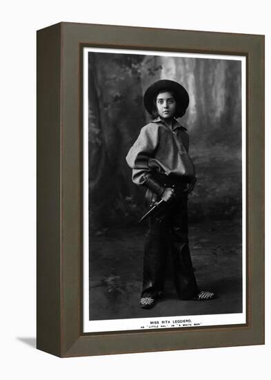 Cowgirl Portrait - Miss Rita Leggiero Holding a Knife-Lantern Press-Framed Stretched Canvas