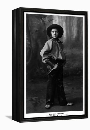 Cowgirl Portrait - Miss Rita Leggiero Holding a Knife-Lantern Press-Framed Stretched Canvas