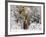 Cowgirl Riding in Autumn Aspens with a Fresh Snowfall-Terry Eggers-Framed Photographic Print