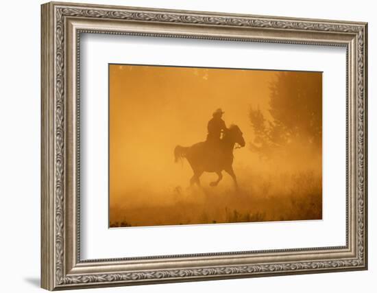 Cowgirl Riding in the Dust-DLILLC-Framed Photographic Print