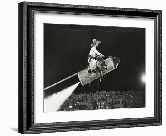 Cowgirl Takes off on a Rocket-Everett Collection-Framed Photographic Print