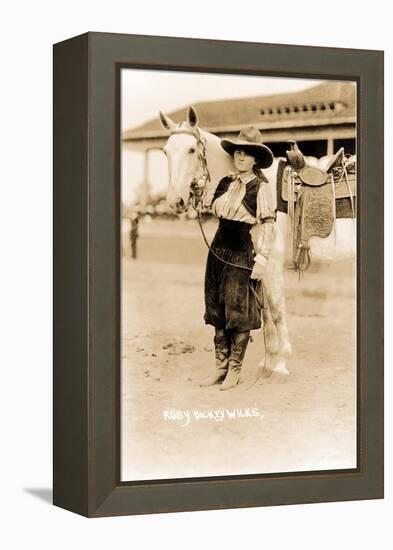 Cowgirl with Horse-null-Framed Stretched Canvas