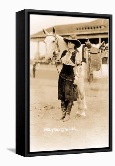 Cowgirl with Horse-null-Framed Stretched Canvas