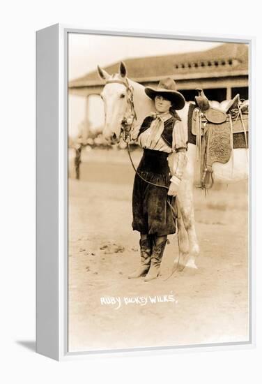 Cowgirl with Horse-null-Framed Stretched Canvas