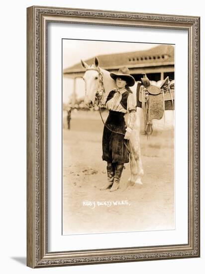 Cowgirl with Horse-null-Framed Art Print