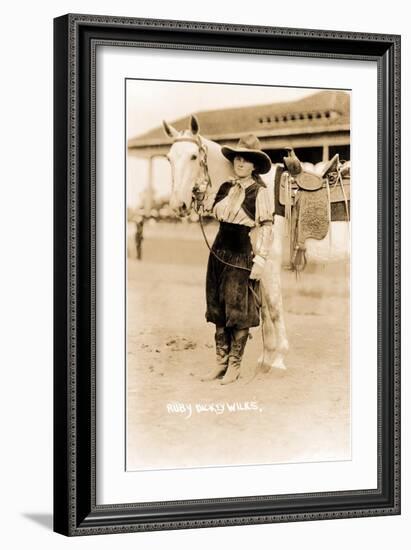 Cowgirl with Horse-null-Framed Art Print