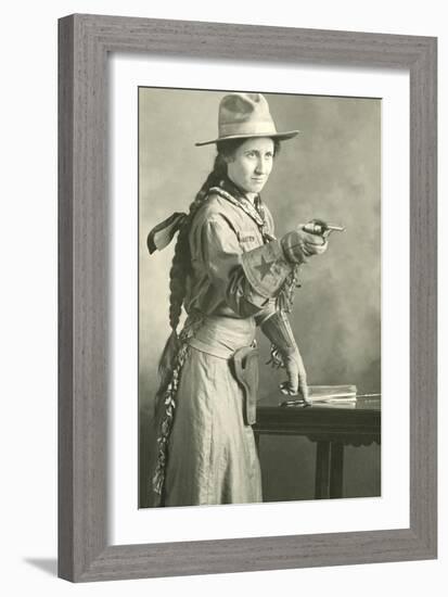 Cowgirl with Long Braid-null-Framed Art Print