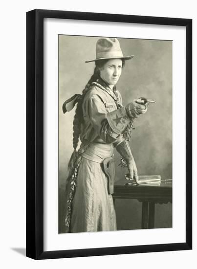 Cowgirl with Long Braid-null-Framed Art Print