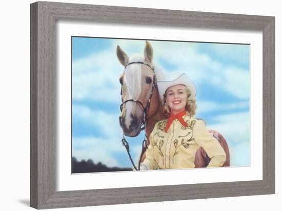 Cowgirl with Palomina-null-Framed Art Print