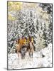 Cowgirls and Cowboy Riding in Autumn Aspens with a Fresh Snowfall-Terry Eggers-Mounted Photographic Print
