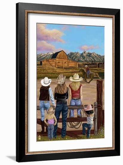 Cowgirls Scene-Lantern Press-Framed Art Print