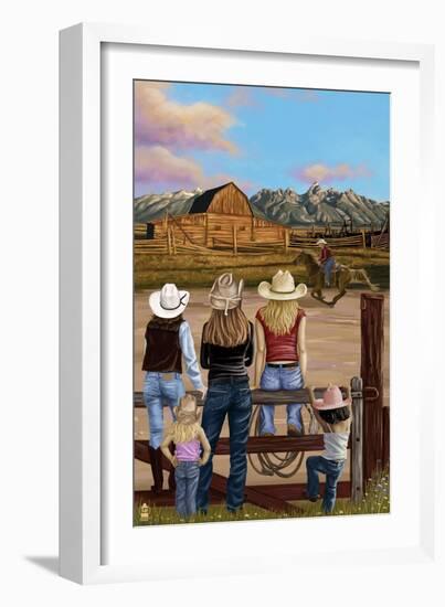 Cowgirls Scene-Lantern Press-Framed Art Print