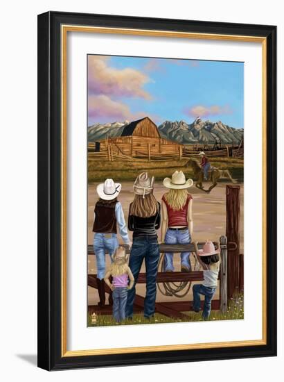 Cowgirls Scene-Lantern Press-Framed Art Print