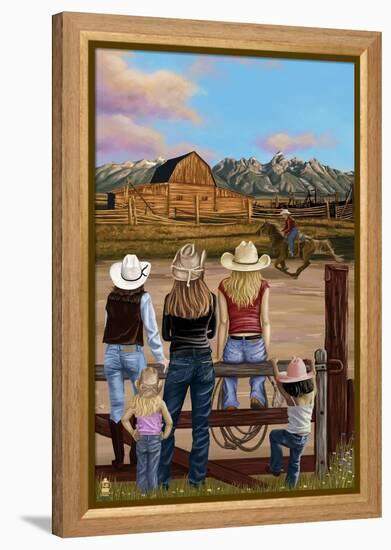 Cowgirls Scene-Lantern Press-Framed Stretched Canvas