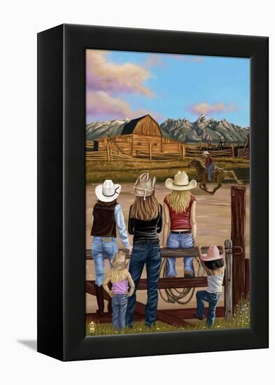 Cowgirls Scene-Lantern Press-Framed Stretched Canvas