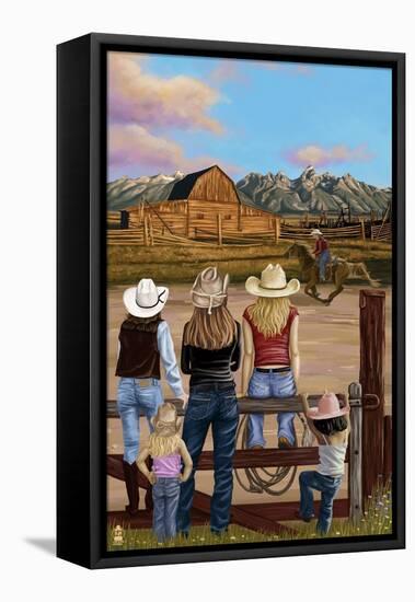 Cowgirls Scene-Lantern Press-Framed Stretched Canvas