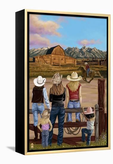 Cowgirls Scene-Lantern Press-Framed Stretched Canvas