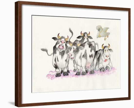 Cows and Duck-Bill Bell-Framed Giclee Print