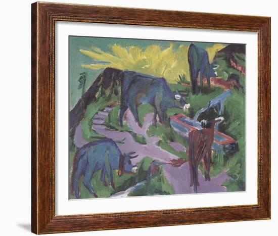 Cows at Sunset-Ernst Ludwig Kirchner-Framed Giclee Print