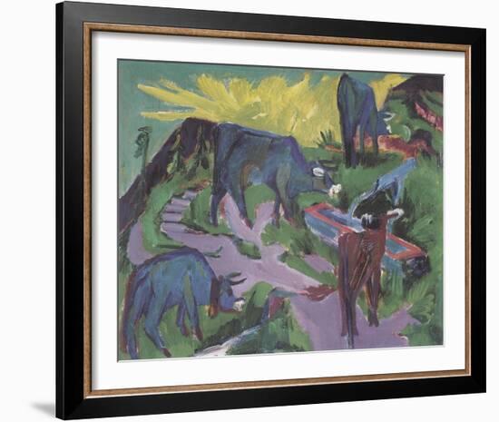 Cows at Sunset-Ernst Ludwig Kirchner-Framed Giclee Print