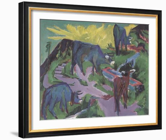 Cows at Sunset-Ernst Ludwig Kirchner-Framed Giclee Print