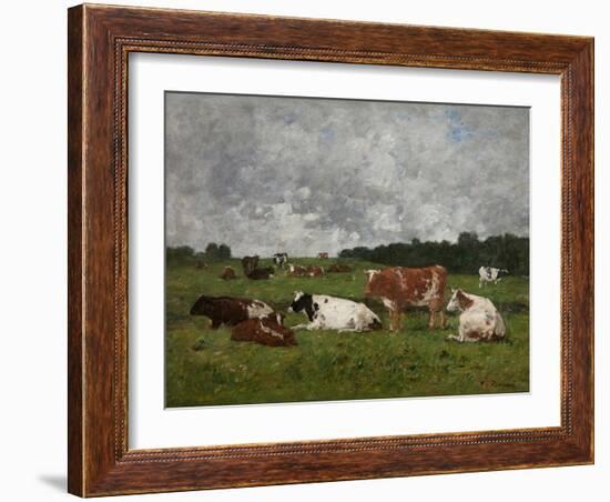 Cows at the Pasture-Eug?ne Boudin-Framed Giclee Print