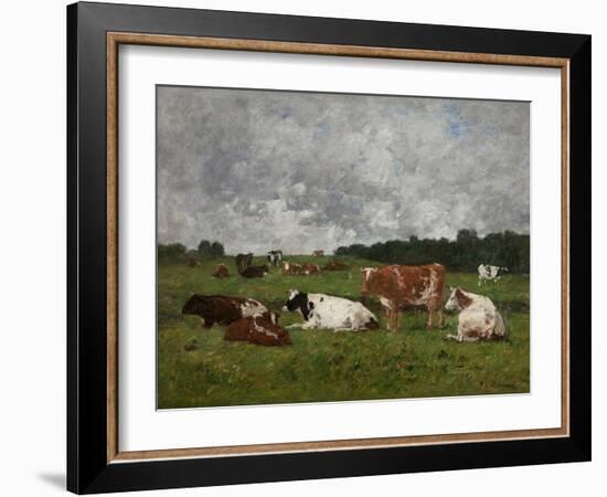 Cows at the Pasture-Eug?ne Boudin-Framed Giclee Print