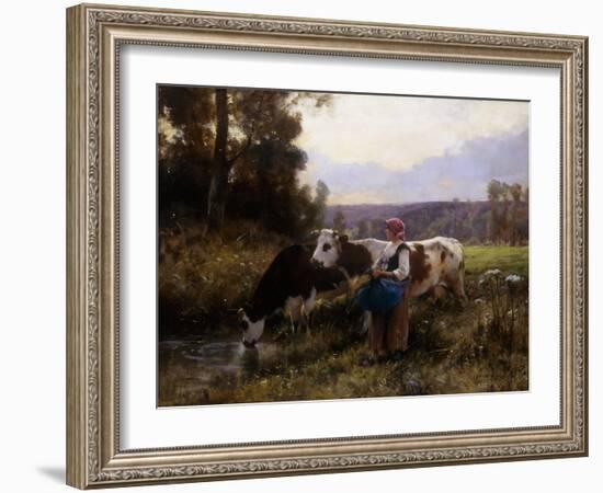 Cows at the Watering Hole; Les Vaches a l'Abreuvoir-Julien Dupre-Framed Giclee Print