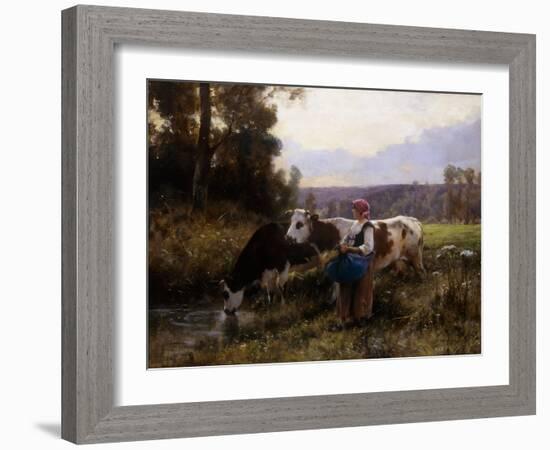 Cows at the Watering Hole; Les Vaches a l'Abreuvoir-Julien Dupre-Framed Giclee Print