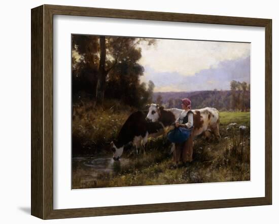 Cows at the Watering Hole; Les Vaches a l'Abreuvoir-Julien Dupre-Framed Giclee Print
