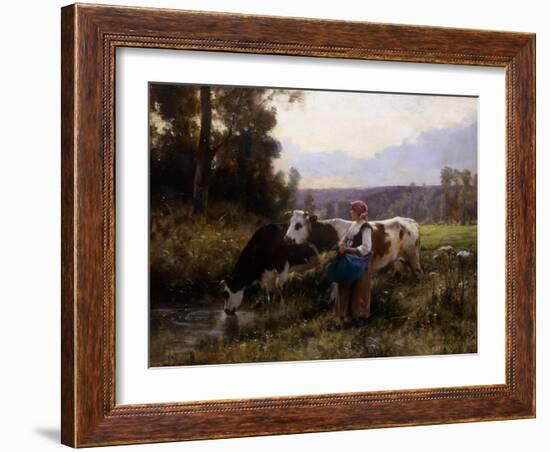 Cows at the Watering Hole; Les Vaches a l'Abreuvoir-Julien Dupre-Framed Giclee Print