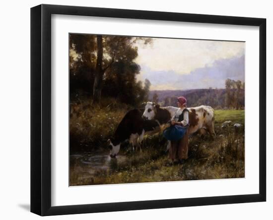 Cows at the Watering Hole; Les Vaches a l'Abreuvoir-Julien Dupre-Framed Giclee Print