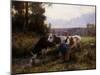 Cows at the Watering Hole; Les Vaches a l'Abreuvoir-Julien Dupre-Mounted Giclee Print