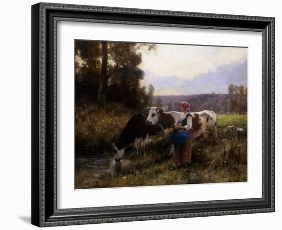 Cows at the Watering Hole; Les Vaches a l'Abreuvoir-Julien Dupre-Framed Giclee Print