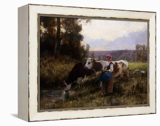 Cows at the Watering Hole; Les Vaches a l'Abreuvoir-Julien Dupre-Framed Premier Image Canvas