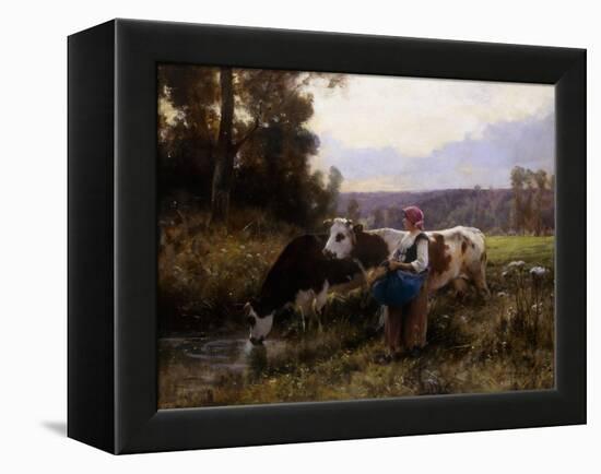 Cows at the Watering Hole; Les Vaches a l'Abreuvoir-Julien Dupre-Framed Premier Image Canvas
