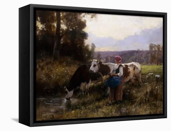 Cows at the Watering Hole; Les Vaches a l'Abreuvoir-Julien Dupre-Framed Premier Image Canvas