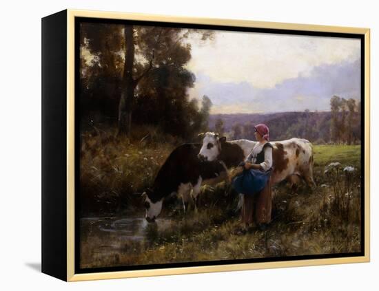 Cows at the Watering Hole; Les Vaches a l'Abreuvoir-Julien Dupre-Framed Premier Image Canvas