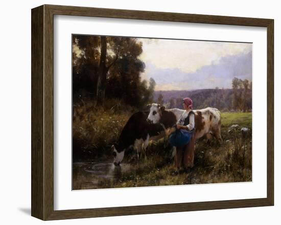 Cows at the Watering Hole-Julien Dupre-Framed Giclee Print