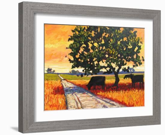 Cows Beside A Dirt Road-Patty Baker-Framed Art Print