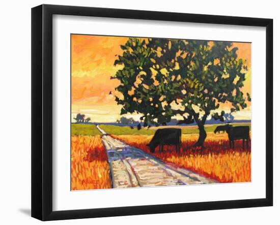 Cows Beside A Dirt Road-Patty Baker-Framed Art Print