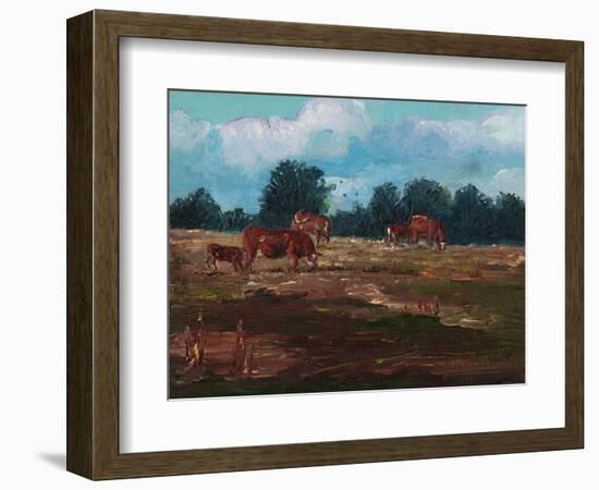 Cows Grazing, 2008, (Oil on Canvas)-Helen White-Framed Giclee Print