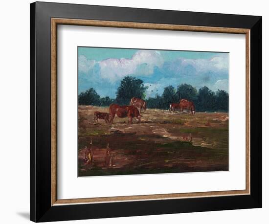 Cows Grazing, 2008, (Oil on Canvas)-Helen White-Framed Giclee Print