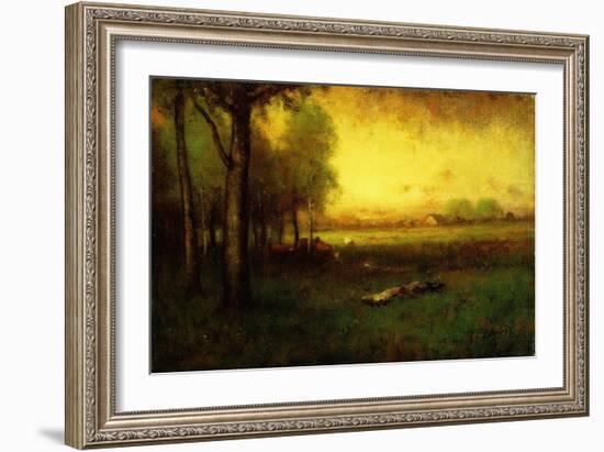 Cows Grazing at Sunset-Inness, Sr. George-Framed Giclee Print