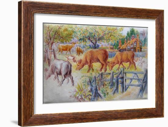 Cows Grazing-Louis Wain-Framed Giclee Print