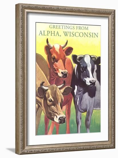 Cows, Greetings from Alpha-null-Framed Art Print