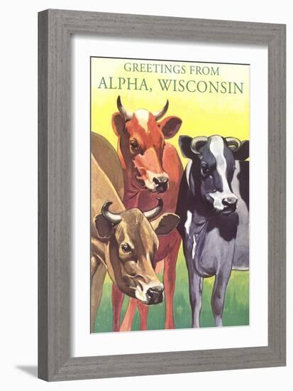 Cows, Greetings from Alpha-null-Framed Art Print