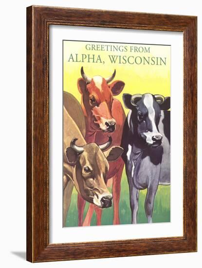 Cows, Greetings from Alpha-null-Framed Art Print
